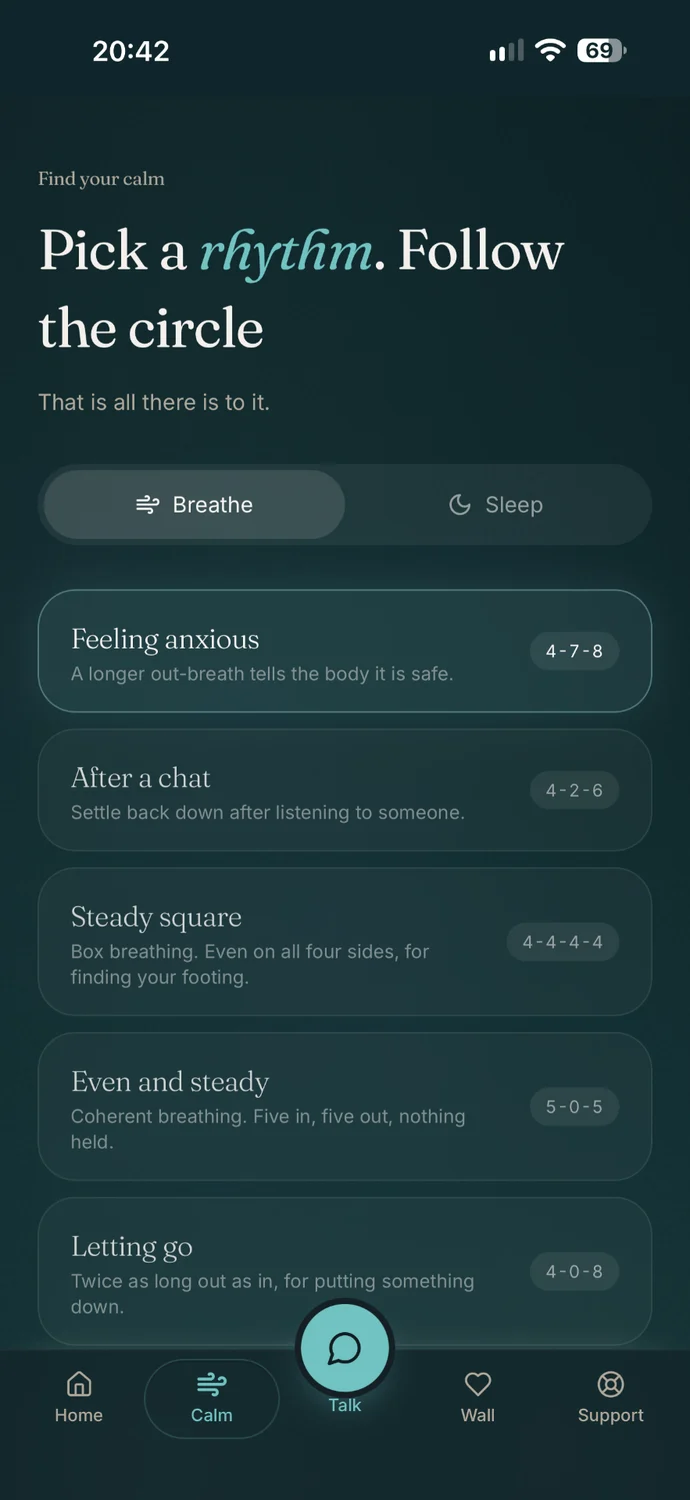 Calm in Solaces: pick a rhythm and follow the circle.